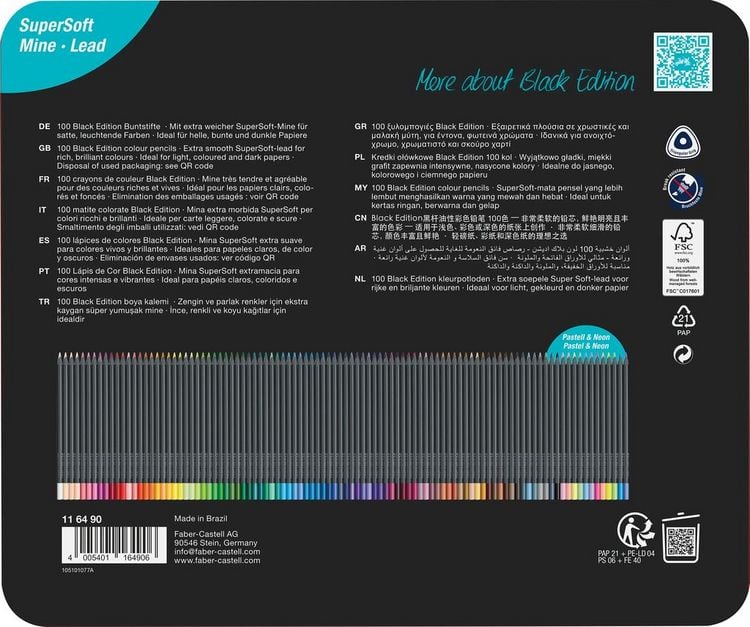 Produktbild: Faber-Castell Buntstifte Black Edition 100er Metallet.