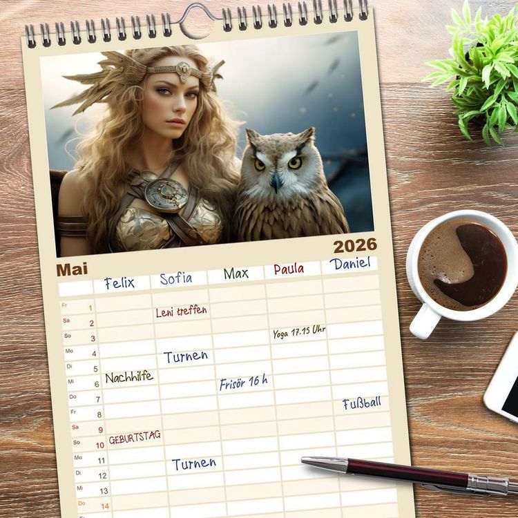 Produktbild: Familienplaner 2026 - M&auml;rchenhafte Fabelfrauen mit 5 Spalten (Wandkalender, 21 x 45 cm) CALVENDO