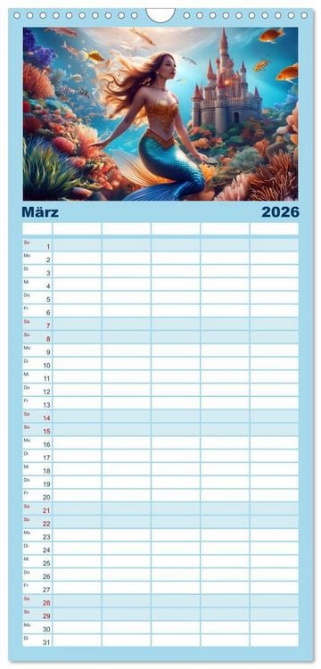 Produktbild: Familienplaner 2026 - Meerjungfrauen in mystischen Unterwasserwelten mit 5 Spalten (Wandkalender, 21 x 45 cm) CALVENDO