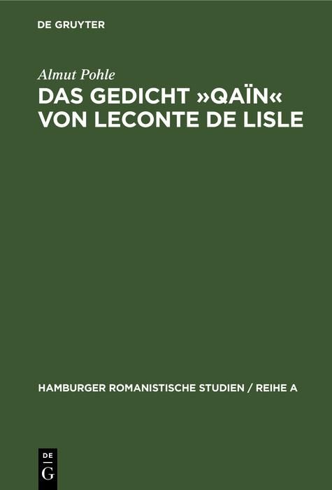 Produktbild: Das Gedicht &raquo;Qa&iuml;n&laquo; von Leconte de Lisle