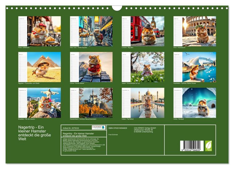 Produktbild: Nagertrip - Ein kleiner Hamster entdeckt die gro&szlig;e Welt (Wandkalender 2026 DIN A3 quer), CALVENDO Monatskalender