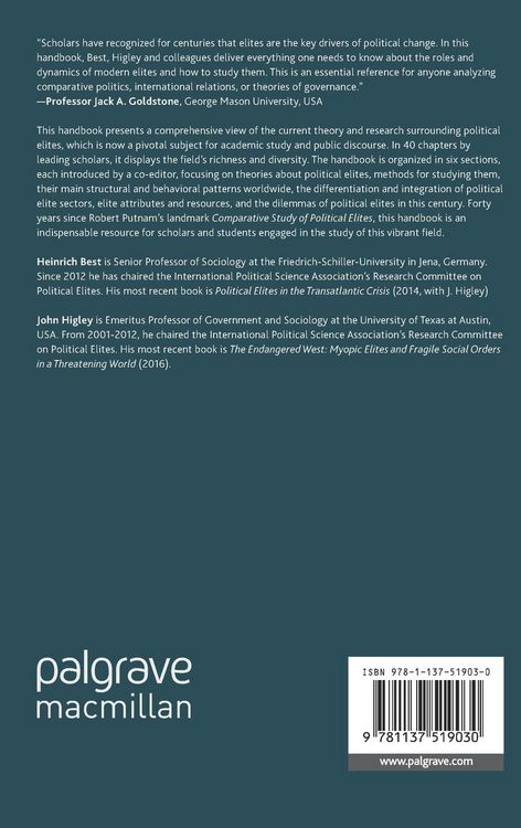 Produktbild: The Palgrave Handbook of Political Elites