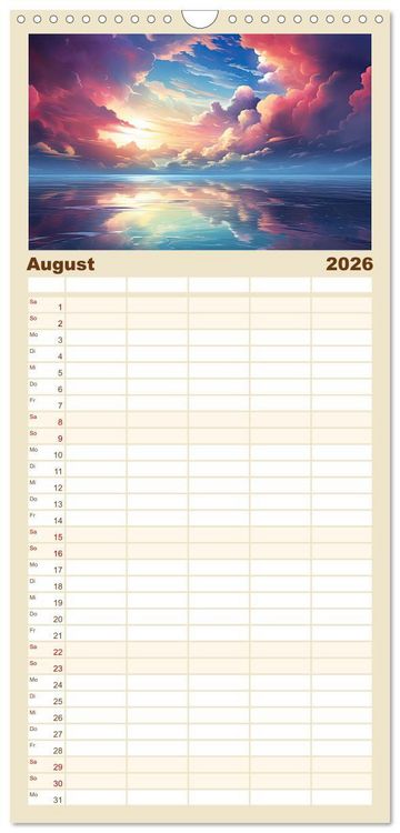 Produktbild: Familienplaner 2026 - Inspirierende Str&auml;nde mit 5 Spalten (Wandkalender, 21 x 45 cm) CALVENDO