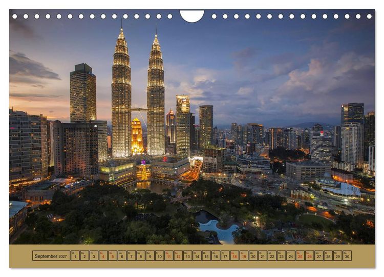 Produktbild: Metropolen - Asiens sch&ouml;nste St&auml;dte bei Nacht (Wandkalender 2027 DIN A4 quer), CALVENDO Monatskalender