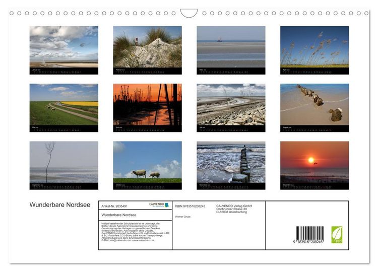 Produktbild: Wunderbare Nordsee (Wandkalender 2026 DIN A3 quer), CALVENDO Monatskalender