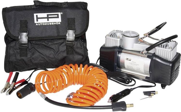 Produktbild: HP Autozubeh&ouml;r 21262 Kompressor 7 bar 2 Zylinder, Analoges Manometer, Aufbewahrungs-Box/-Tasche