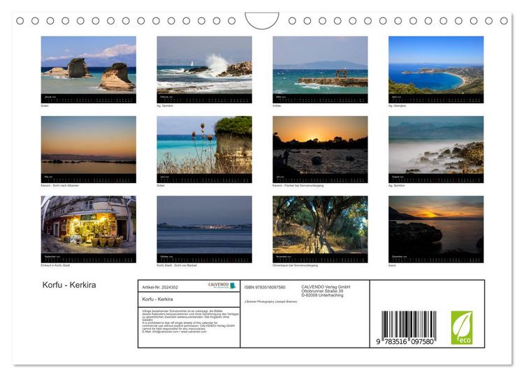 Produktbild: Korfu - Kerkira (Wandkalender 2026 DIN A4 quer), CALVENDO Monatskalender