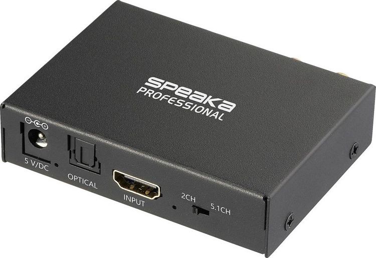 Produktbild: SpeaKa Professional SP-HDS-300 2 Port HDMI-Splitter Ultra HD-f&auml;hig, mit eingebautem Konverter, mit Audio-Ports 3480 x 2160 Pixel Schwarz