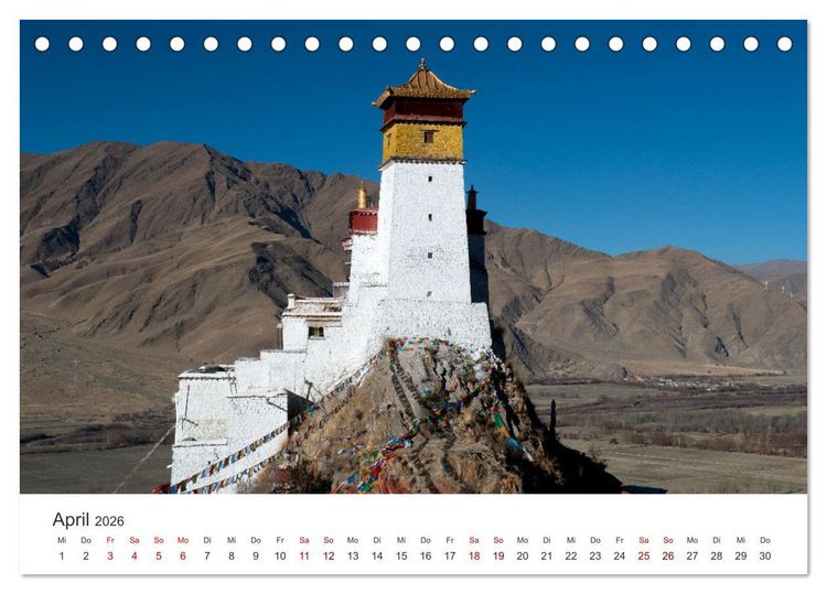 Produktbild: Tibet - Kloster und Landschaft (Tischkalender 2026 DIN A5 quer), CALVENDO Monatskalender