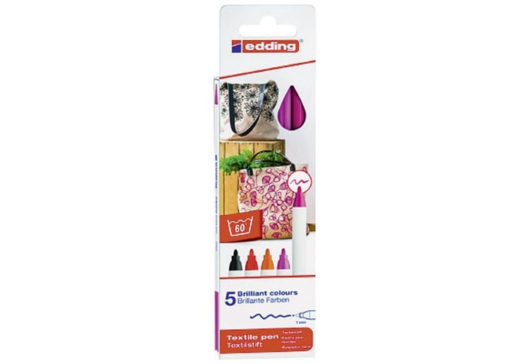 Produktbild: edding 4600 Textilstifte, 1mm, 5er Set warme Farben