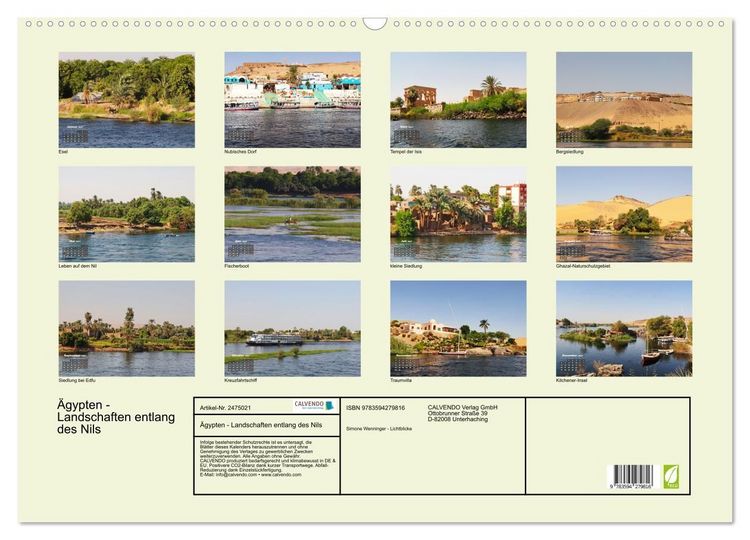 Produktbild: &Auml;gypten - Landschaften entlang des Nils (Wandkalender 2027 DIN A2 quer), CALVENDO Monatskalender