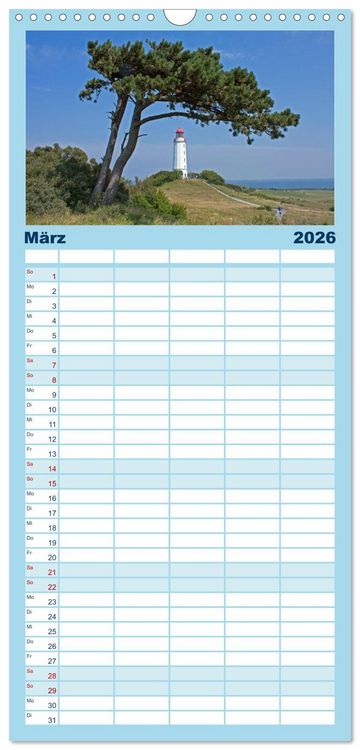 Produktbild: Familienplaner 2026 - Ostseeinseln R&uuml;gen, Hiddensee, Ummanz mit 5 Spalten (Wandkalender, 21 x 45 cm) CALVENDO