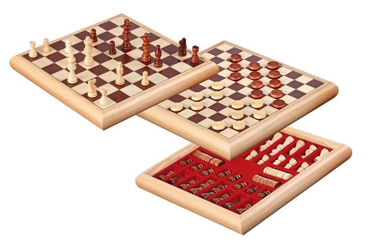 Produktbild: Schach-Dame-Set Holzbox 32x32cm