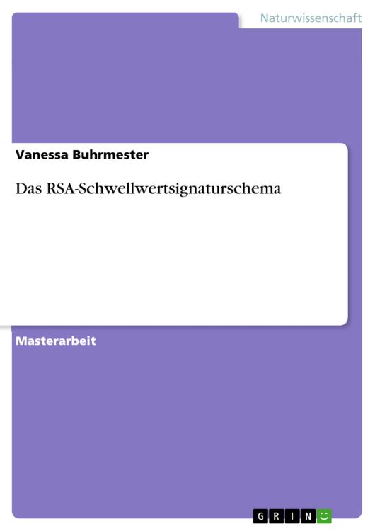 Produktbild: Das RSA-Schwellwertsignaturschema