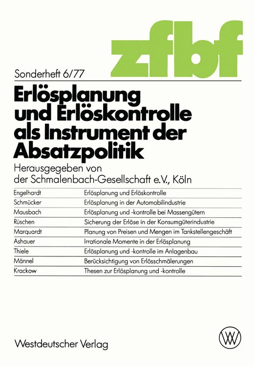 Produktbild: Erl&ouml;splanung und Erl&ouml;skontrolle als Instrument der Absatzpolitik