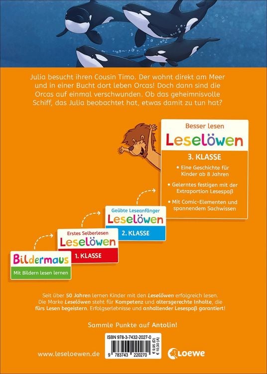 Produktbild: Lesel&ouml;wen 3. Klasse - Orcas in Gefahr