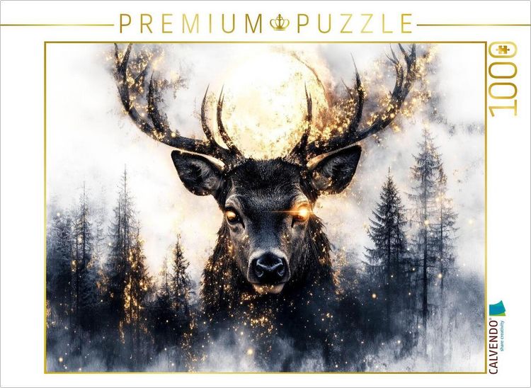 Produktbild: CALVENDO Puzzle Aus dem Nebel tritt der Traumhirsch - still und wunderbar | 1000 Teile Lege-Gr&ouml;&szlig;e 64x48cm Foto-Puzzle f&uuml;r gl&uuml;ckliche Stunden