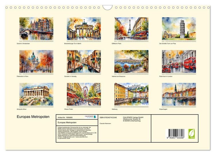 Produktbild: Europas Metropolen (Wandkalender 2026 DIN A3 quer), CALVENDO Monatskalender