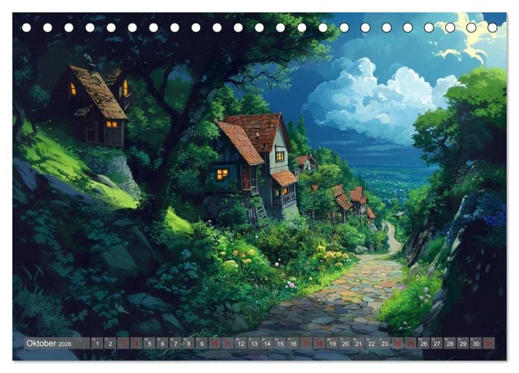 Produktbild: Spaziergang durch Anime Welten (Tischkalender 2026 DIN A5 quer), CALVENDO Monatskalender