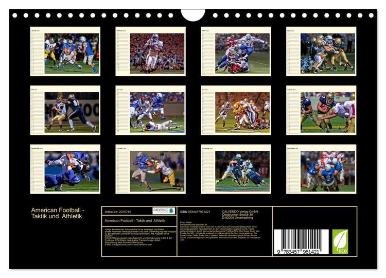 Produktbild: American Football - Taktik und Athletik (Wandkalender 2026 DIN A4 quer), CALVENDO Monatskalender