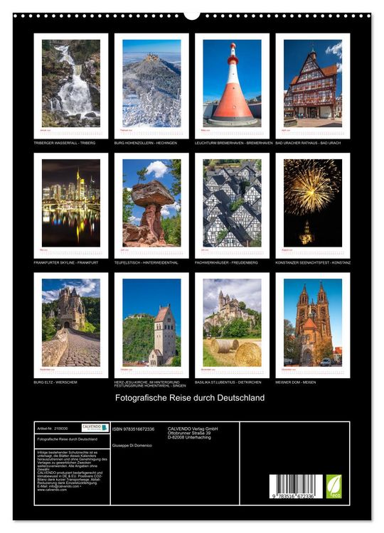 Produktbild: Fotografische Reise durch Deutschland (hochwertiger Premium Wandkalender 2026 DIN A2 hoch), Kunstdruck in Hochglanz