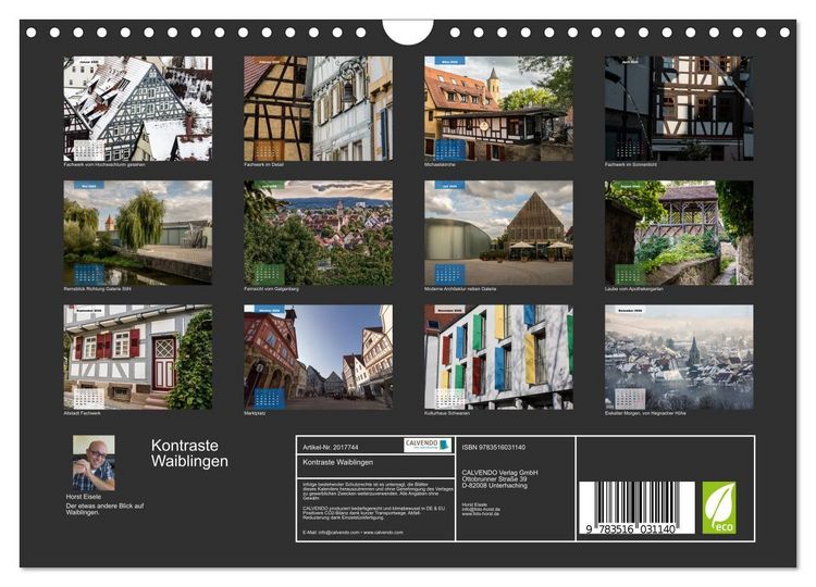 Produktbild: Kontraste Waiblingen (Wandkalender 2026 DIN A4 quer), CALVENDO Monatskalender