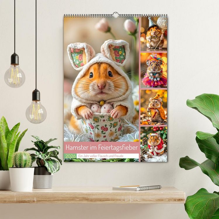 Produktbild: Hamster im Feiertagsfieber - Ein Jahr voller Flausch und Freude (Wandkalender 2026 DIN A2 hoch), CALVENDO Monatskalender