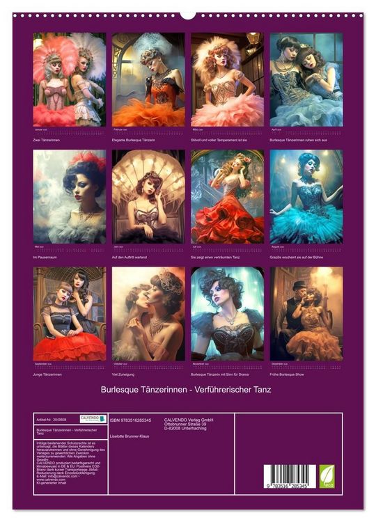 Produktbild: Burlesque T&auml;nzerinnen - Verf&uuml;hrerischer Tanz (hochwertiger Premium Wandkalender 2026 DIN A2 hoch), Kunstdruck in Hochglanz