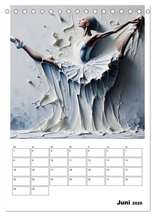 Produktbild: Tanz der Befreiung &ndash; Ballerina auf der Suche nach Freiheit (Tischkalender 2026 DIN A5 hoch), CALVENDO Monatskalender