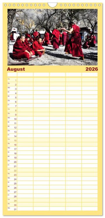 Produktbild: Familienplaner 2026 - Tibet bewegt mit 5 Spalten (Wandkalender, 21 x 45 cm) CALVENDO