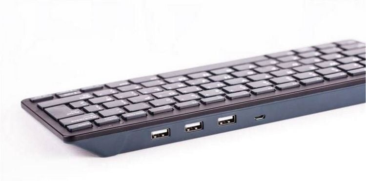 Produktbild: Raspberry Pi&reg; RPI-KEYB (DE)-BLACK/GREY USB Tastatur Deutsch, QWERTZ Schwarz, Grau USB-Hub
