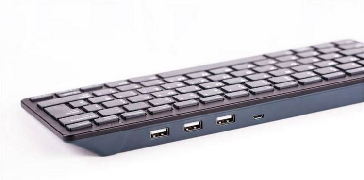 Produktbild: Raspberry Pi&reg; RPI-KEYB (FR)-BLACK/GREY USB Tastatur Franz&ouml;sisch, AZERTY Schwarz, Grau USB-Hub