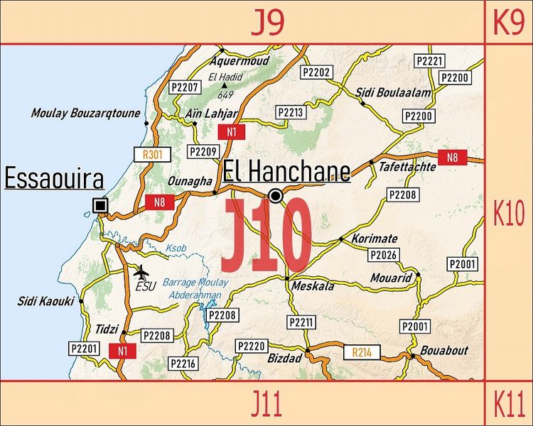Produktbild: J10: Essaouira - Sidi Kaouki - Jbel El Hadid + Altstadtplan Essaouira