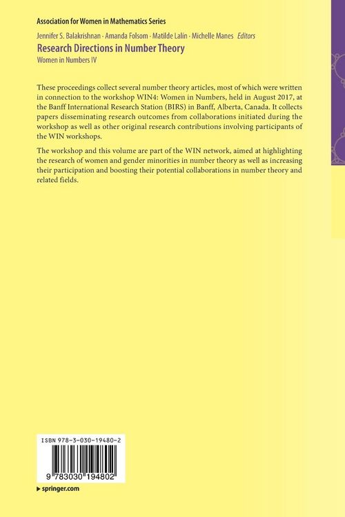 Produktbild: Research Directions in Number Theory