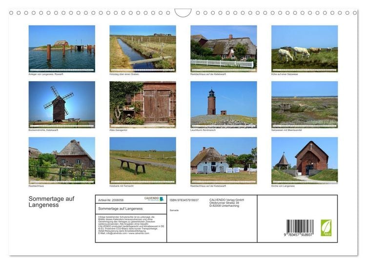 Produktbild: Sommertage auf Langeness (Wandkalender 2026 DIN A3 quer), CALVENDO Monatskalender