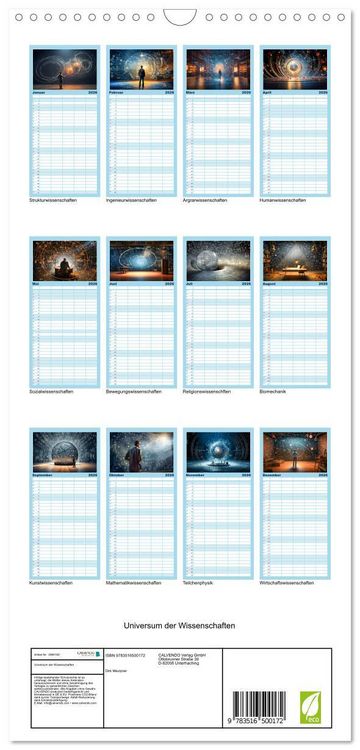 Produktbild: Familienplaner 2026 - Universum der Wissenschaften mit 5 Spalten (Wandkalender, 21 x 45 cm) CALVENDO