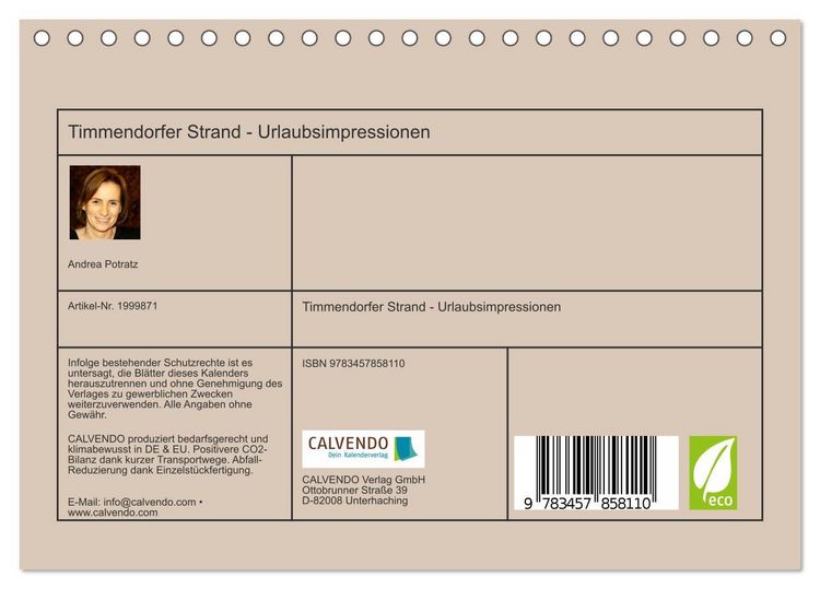 Produktbild: Timmendorfer Strand - Urlaubsimpressionen (Tischkalender 2026 DIN A5 quer), CALVENDO Monatskalender