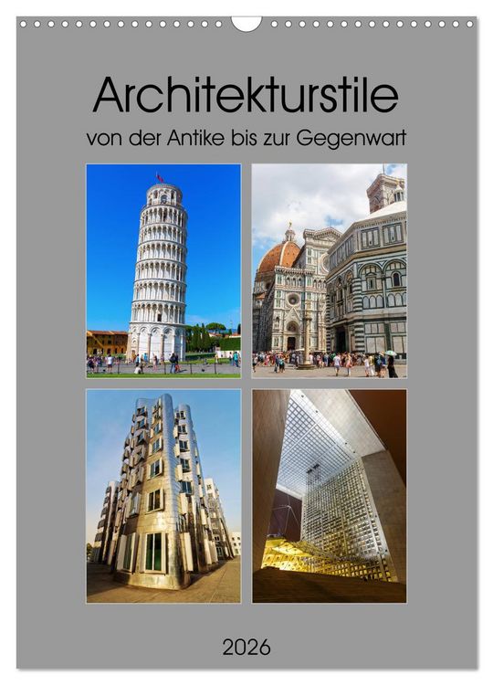 Produktbild: Architekturstile von der Antike bis zur Gegenwart (Wandkalender 2026 DIN A3 hoch), CALVENDO Monatskalender