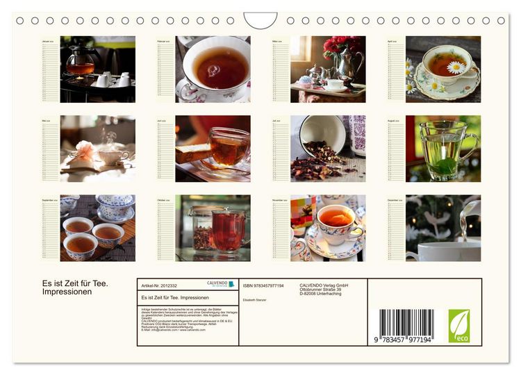 Produktbild: Es ist Zeit f&uuml;r Tee. Impressionen (Wandkalender 2026 DIN A4 quer), CALVENDO Monatskalender