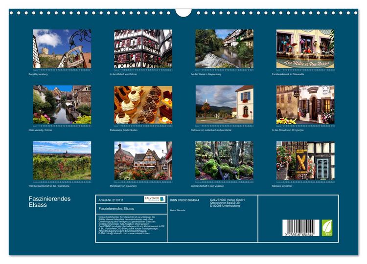 Produktbild: Faszinierendes Elsass (Wandkalender 2026 DIN A3 quer), CALVENDO Monatskalender