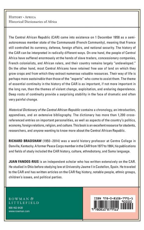Produktbild: Historical Dictionary of the Central African Republic