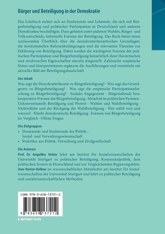 Produktbild: B&uuml;rger und Beteiligung in der Demokratie