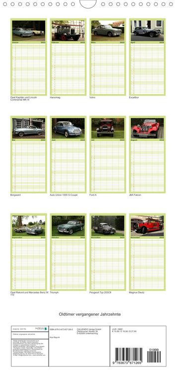 Produktbild: Familienplaner Oldtimer vergangenger Jahrzehnte (Wandkalender 2022 , 21 cm x 45 cm, hoch)