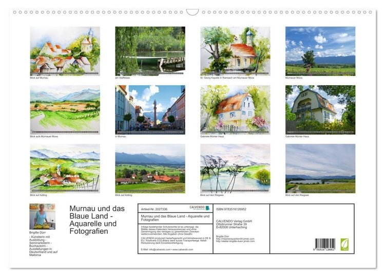 Produktbild: Murnau und das Blaue Land - Aquarelle und Fotografien (Wandkalender 2026 DIN A2 quer), CALVENDO Monatskalender