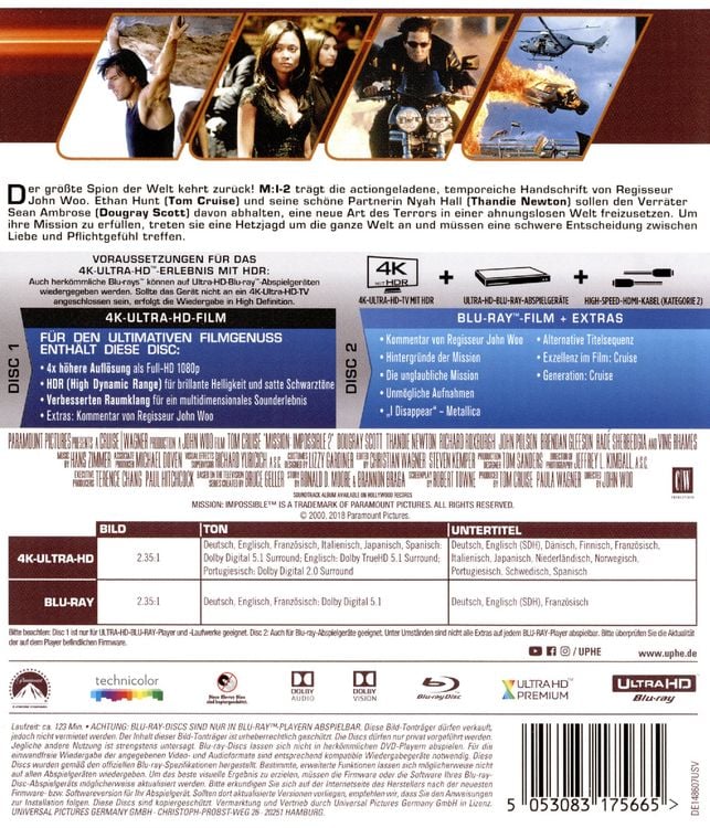 Produktbild: Mission: Impossible 2 - M:i-2 (4K Ulta HD) (+ Blu-ray 2D)