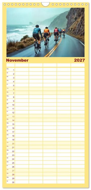 Produktbild: Familienplaner 2027 - Kilometerkiller - Rennrad-Power im Jahresverlauf mit 5 Spalten (Wandkalender, 21 x 45 cm) CALVENDO