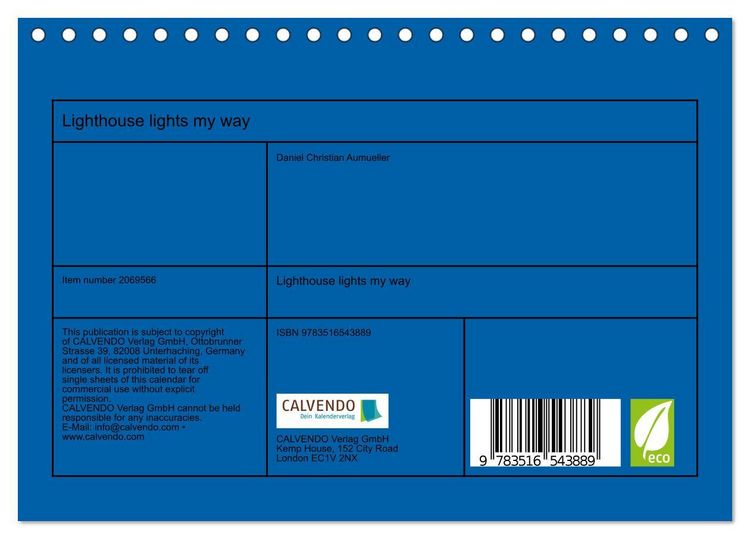 Produktbild: Lighthouse lights my way (Desk Calendar 2026 DIN A5 landscape), CALVENDO 12 Month DeskCalendar