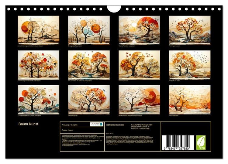 Produktbild: Baum Kunst (Wandkalender 2026 DIN A4 quer), CALVENDO Monatskalender