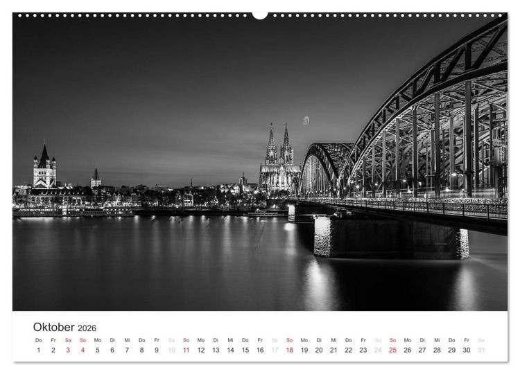 Produktbild: K&ouml;ln - monochrome Ansichten (Wandkalender 2026 DIN A2 quer), CALVENDO Monatskalender