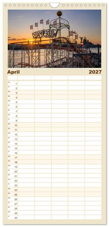 Produktbild: Familienplaner 2027 - Urbane Impressionen: Domstadt K&ouml;ln - Lebensgef&uuml;hl am Rhein mit 5 Spalten (Wandkalender, 21 x 45 cm) CALVENDO